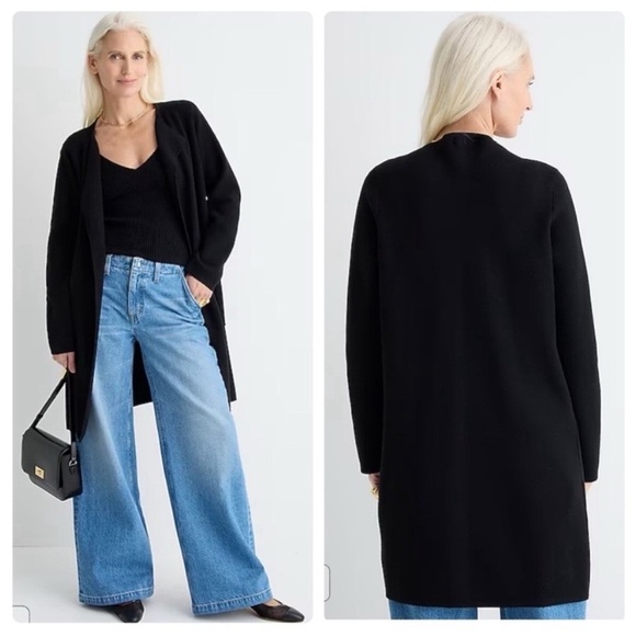 J.Crew Juliette Sweater Blazer – Black, Size Small | Open-Front Merino Coatigan - Picture 1 of 8